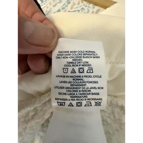 Lands’ End Cream Sherpa Fleece Snap Pullover M Cozy Fall Winter Warm Top - Picture 3 of 5